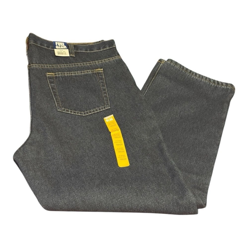 Full Blue Relaxed Jeans with Contrast Stitching